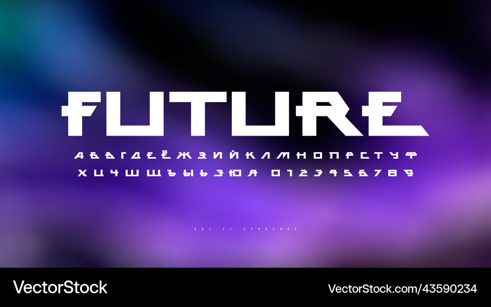Futuristic space cyrillic sans serif font Futuristic space cyrillic sans serif font vektorbild