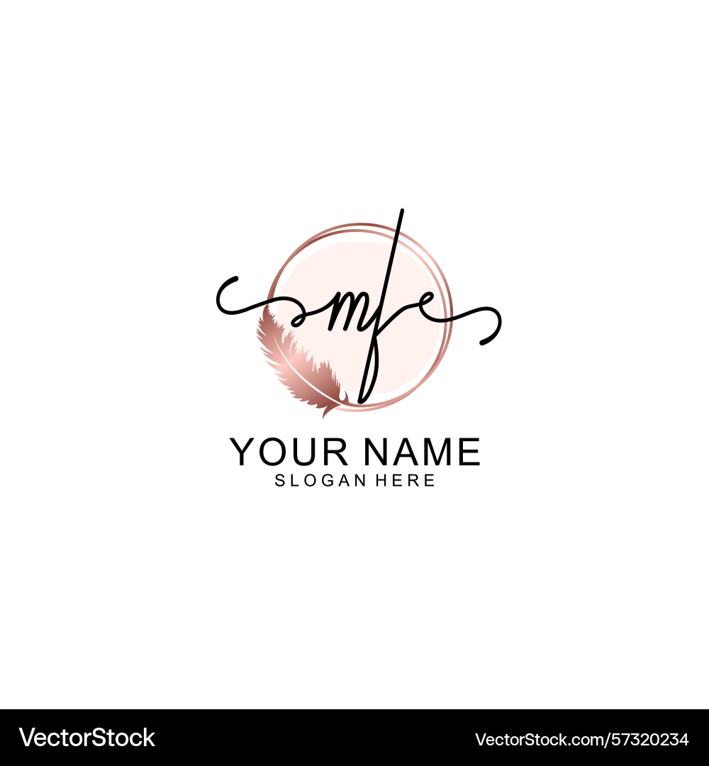 Handwritten mf initial logo with circle Handwritten mf initial logo with circle Vector Image