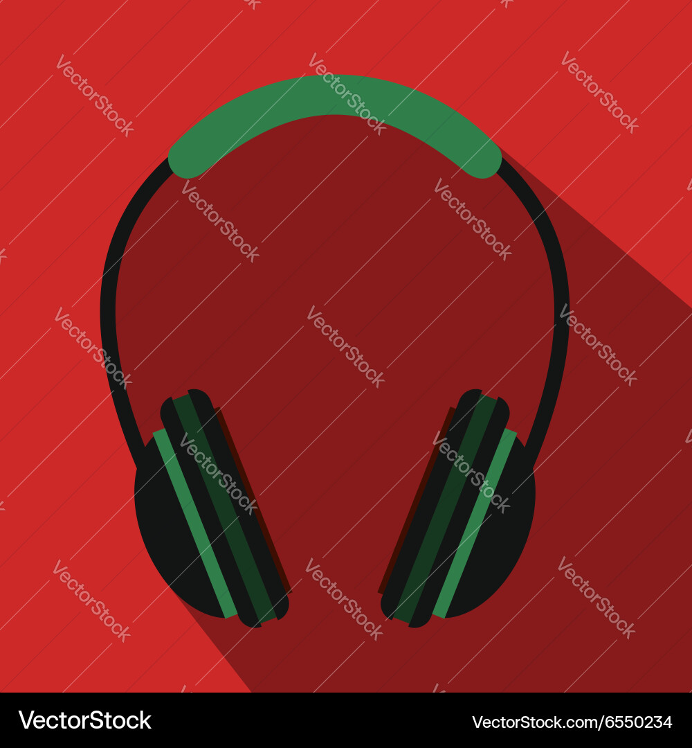 Headphone flat icon Royalty Free Vector Image - VectorStock