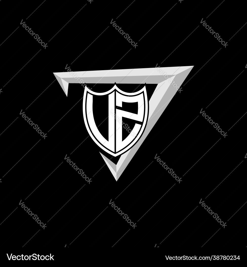 Initial letter u z shield shape with triangular Initial letter u z shield shape with triangular Vector Image
