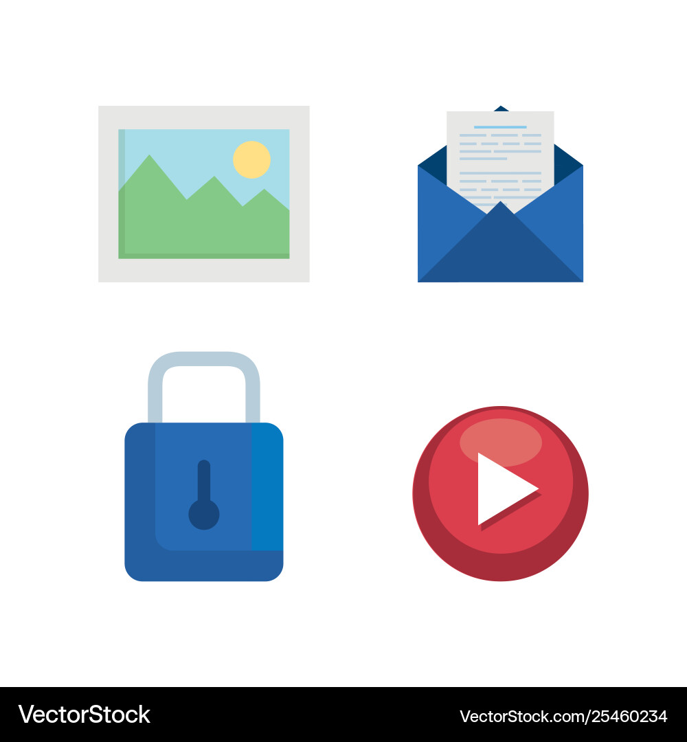 Set digital media data with video and photo Vector Image