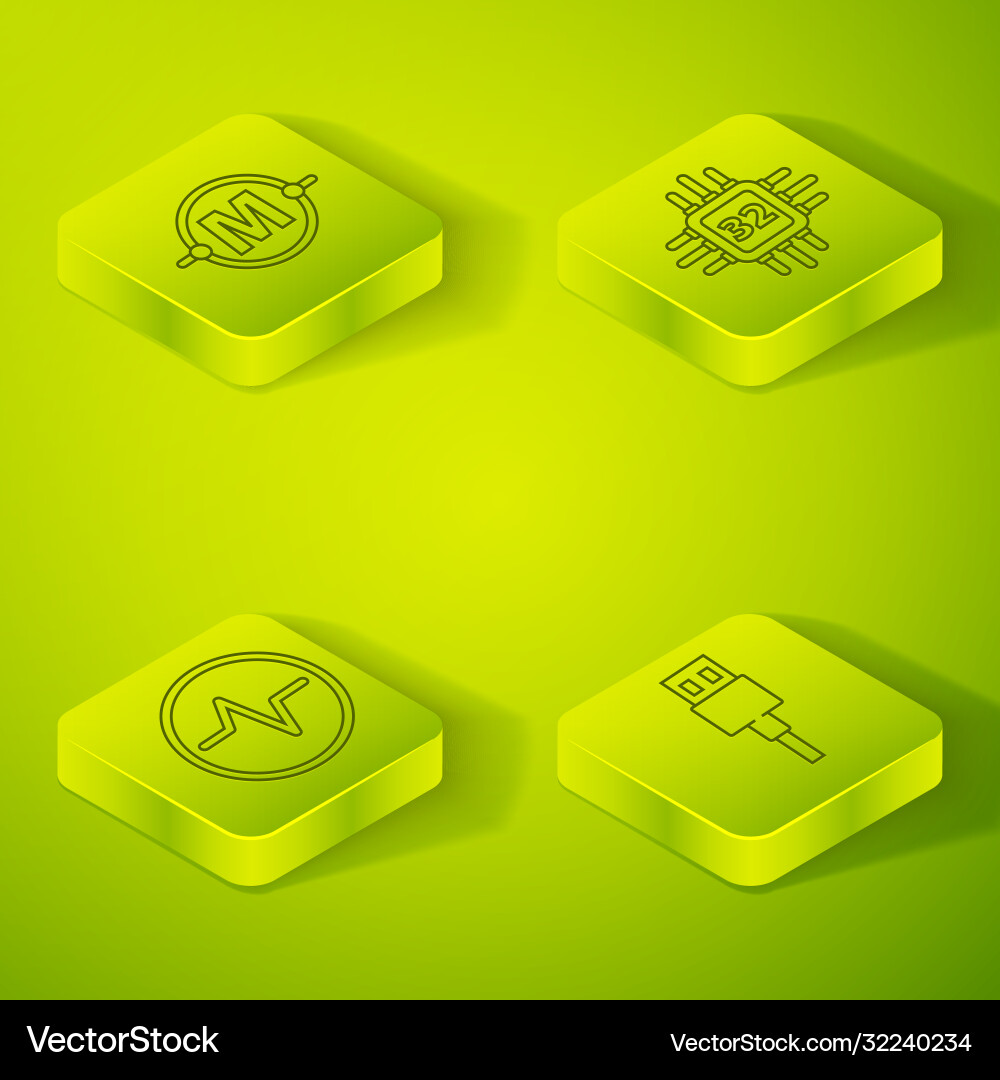 Set isometric processor with microcircuits cpu Set isometric processor with microcircuits cpu vector image
