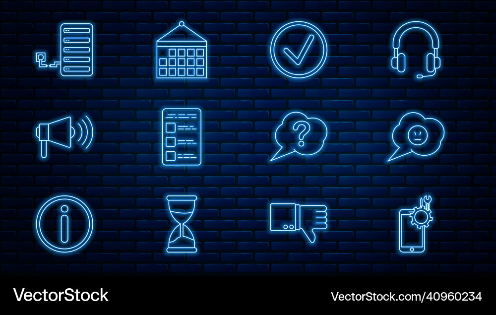 Set line mobile service speech bubble with angry vector image