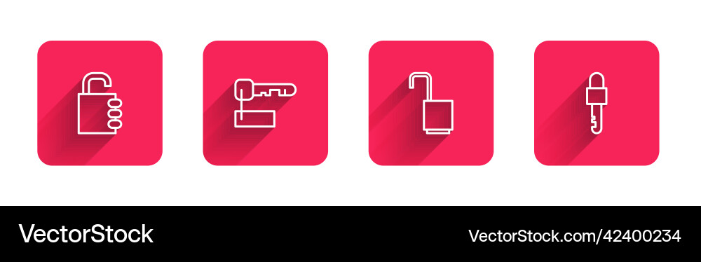 Set line safe combination lock marked key open Set line safe combination lock marked key open Vector Image