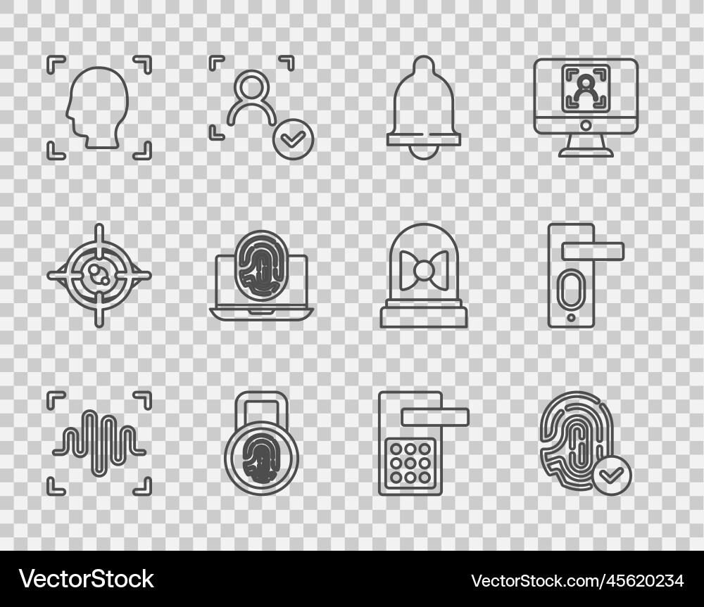 Set line voice recognition fingerprint motion Set line voice recognition fingerprint motion Vector Image