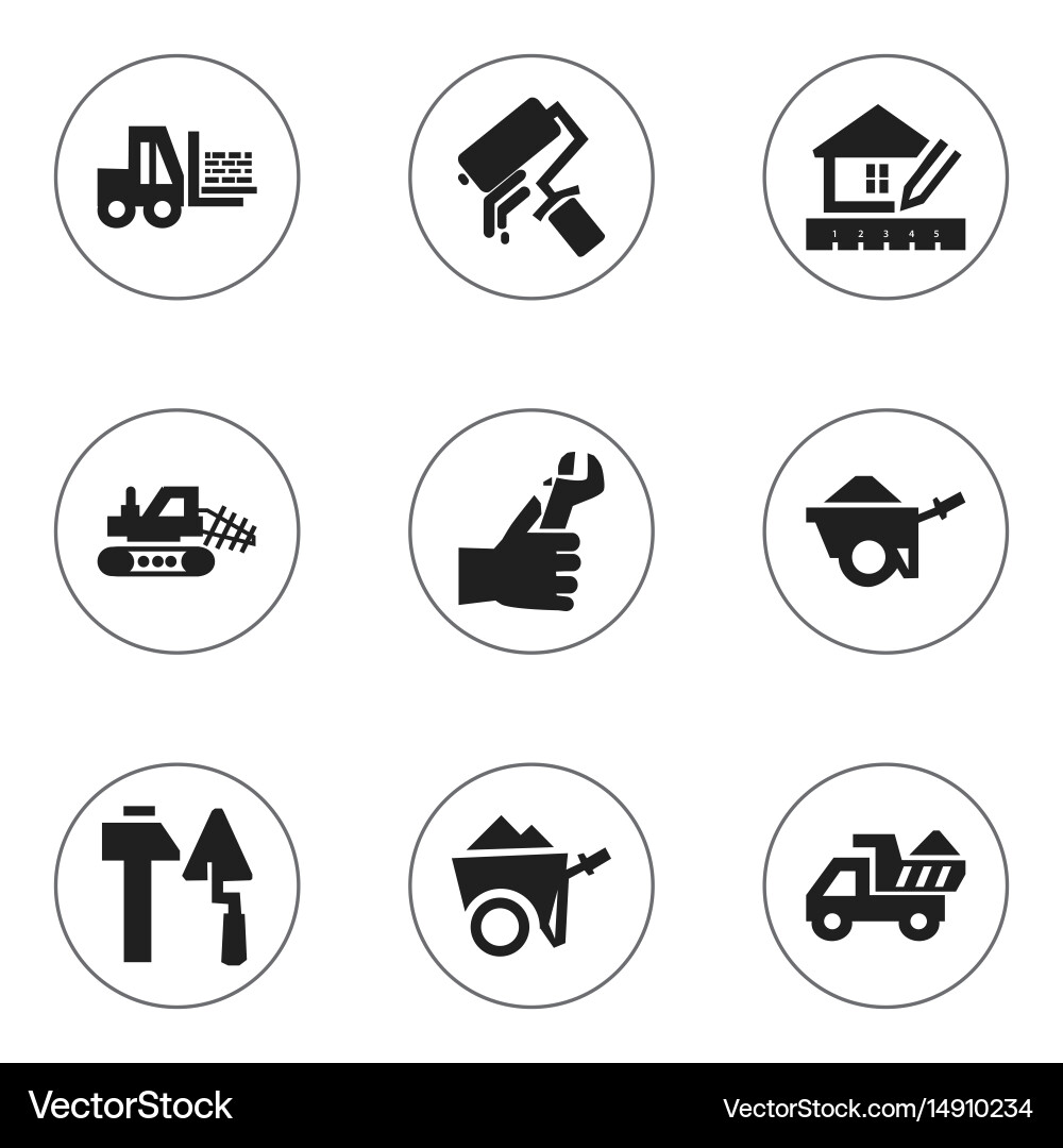 Set of 9 editable structure icons includes vector image