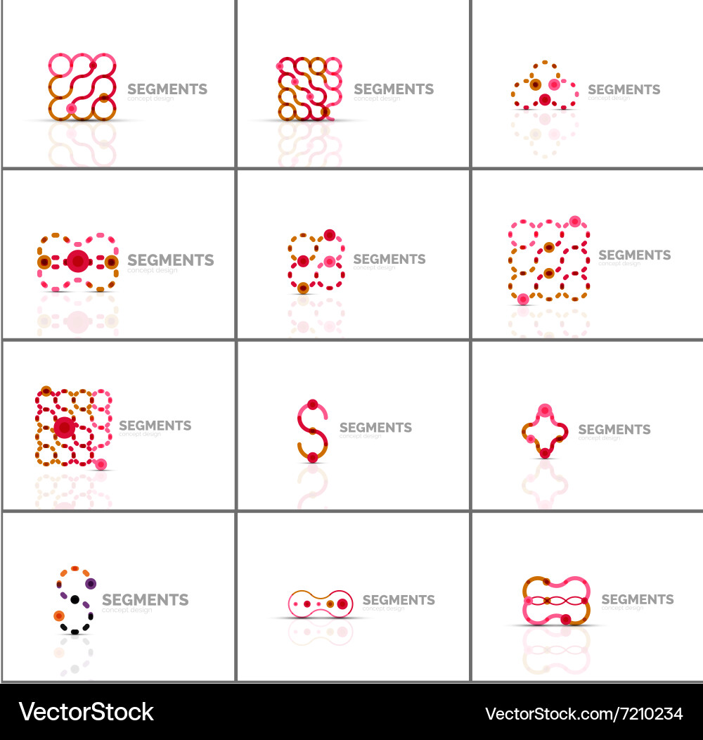 Set of linear abstract logos and swirl shapes Vector Image
