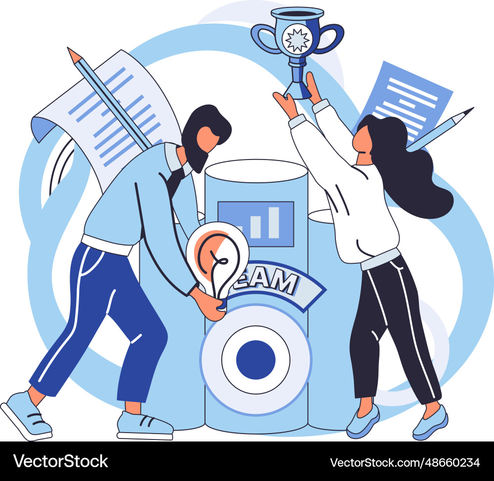 Team solving complex problems teamwork Team solving complex problems teamwork vector image