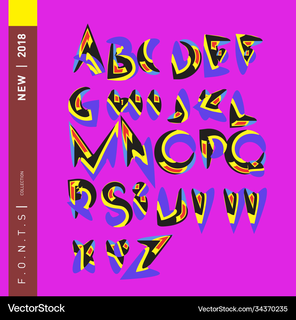Abstract colorful font and alphabet vector image