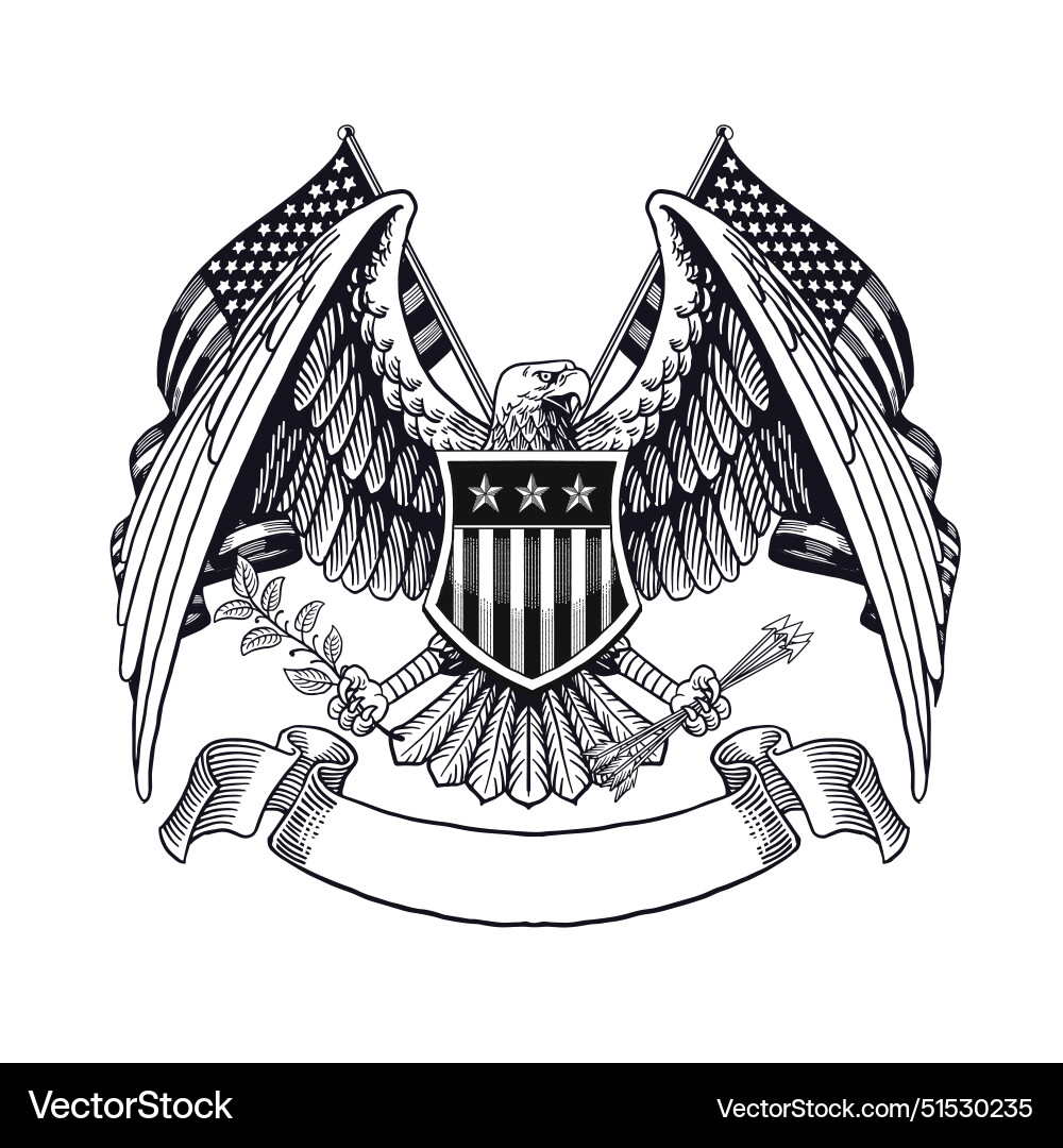 American eagle hand drawn Royalty Free Vector Image