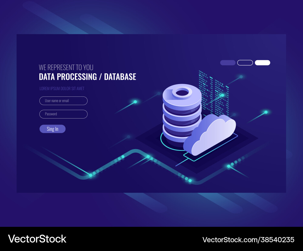 Big data flow processing concept cloud database Big data flow processing concept cloud database Vector Image