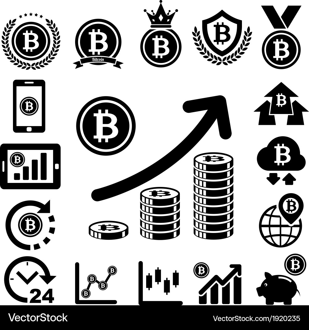 Bitcoin Icon Set - Finance & Investment vector image
