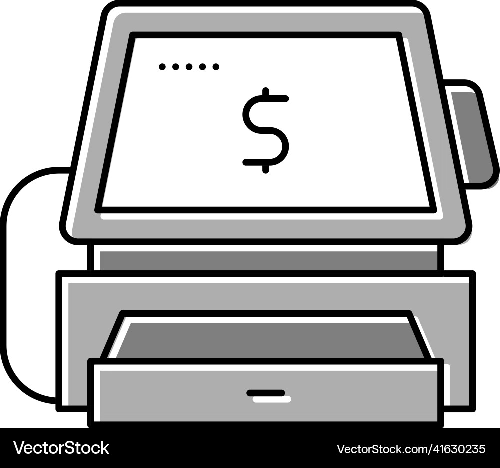Cashier counter with pos terminal color icon Vector Image