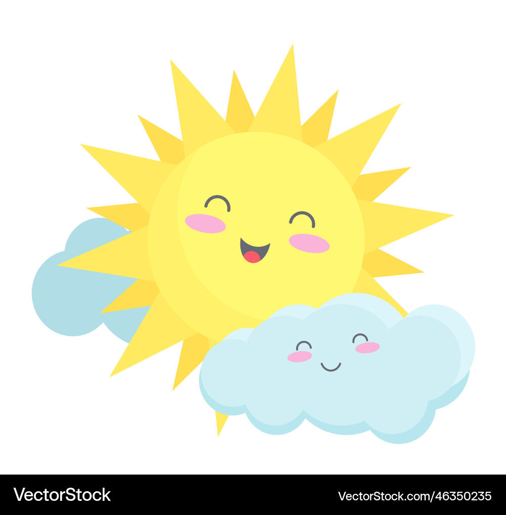 Cute Sun and Clouds Royalty Free Vector Image - VectorStock