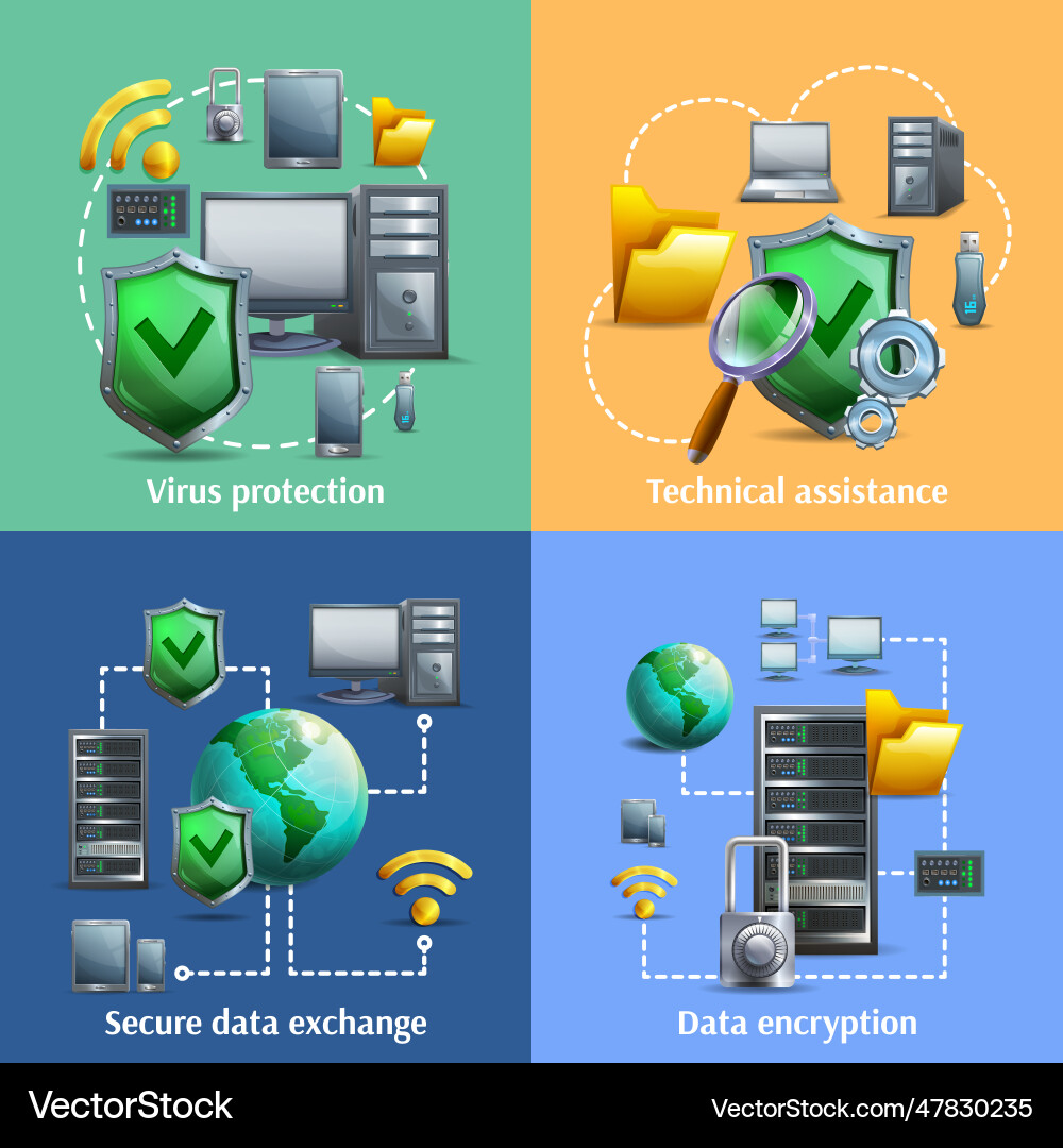 Data encryption and security icons set Data encryption and security icons set Vector Image