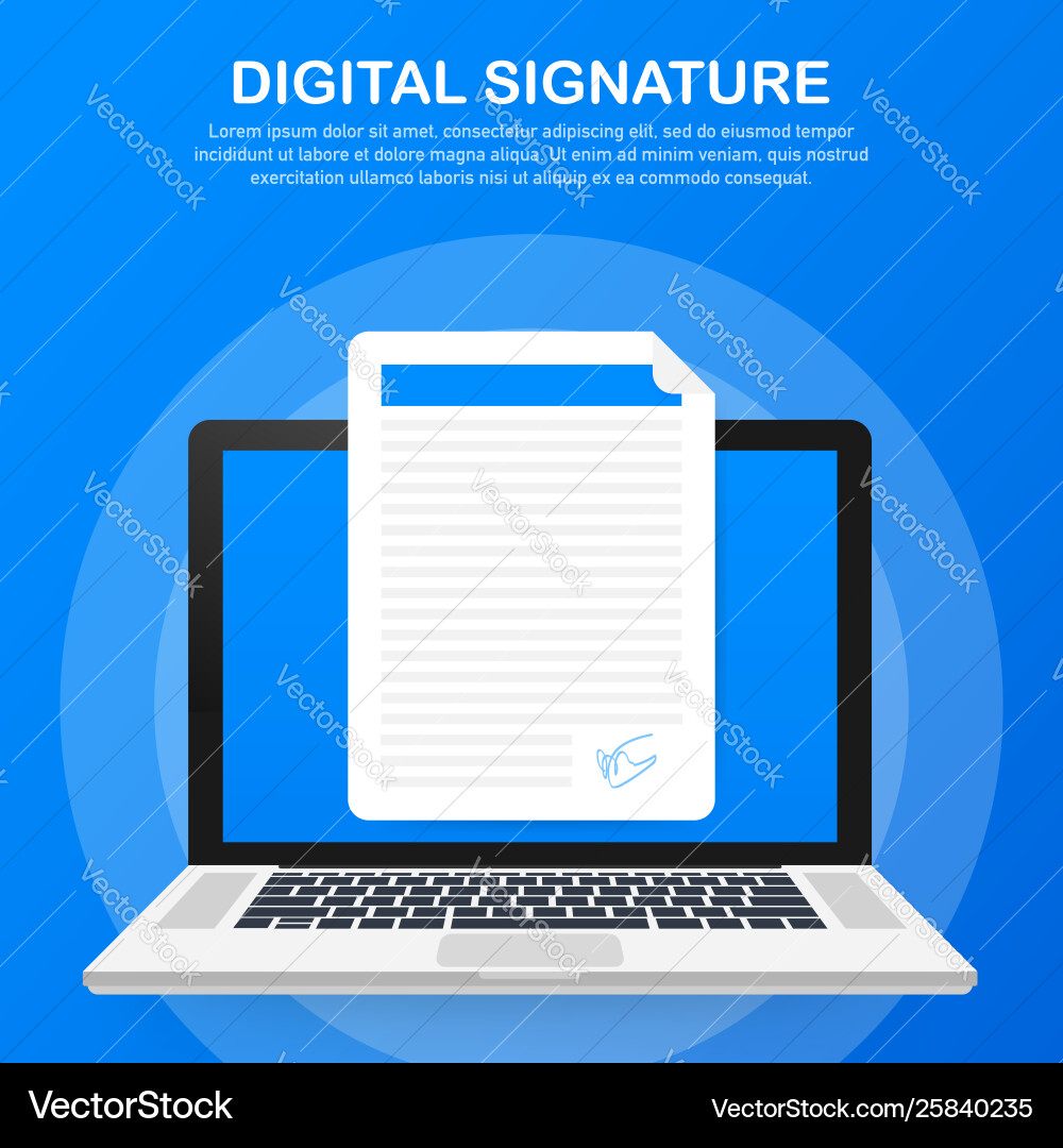 Digital signature web isometric contract Digital signature web isometric contract Vector Image