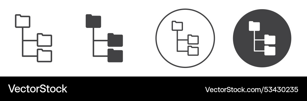Folder tree icon thin line Vector Image
