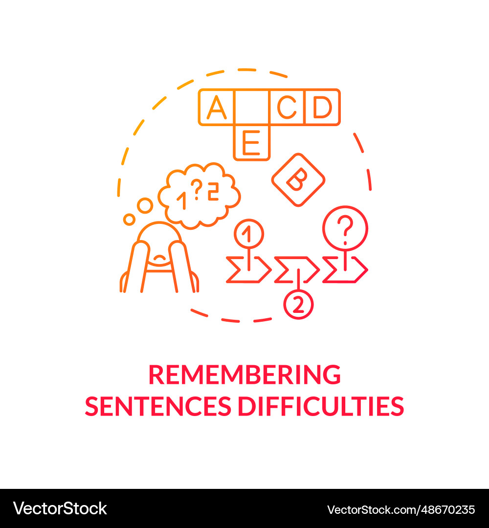 Gradient red icon remembering sentence Gradient red icon remembering sentence Vector Image