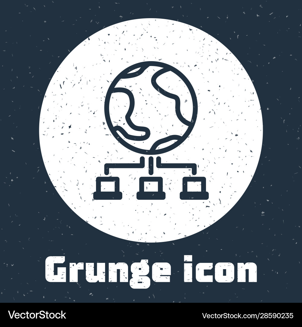 Grunge line computer network icon isolated on grey Grunge line computer network icon isolated on grey vector image