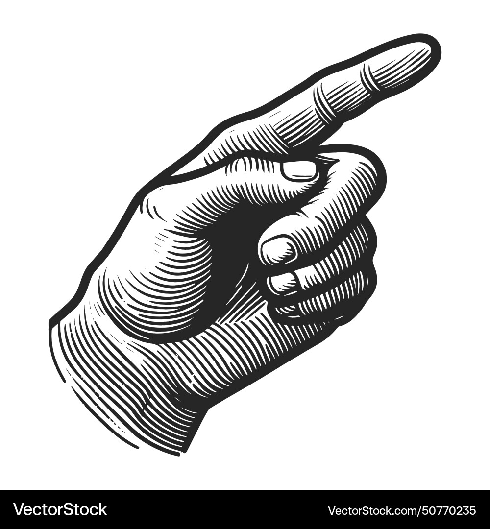 Hand Pointer - Engraved Style vector image