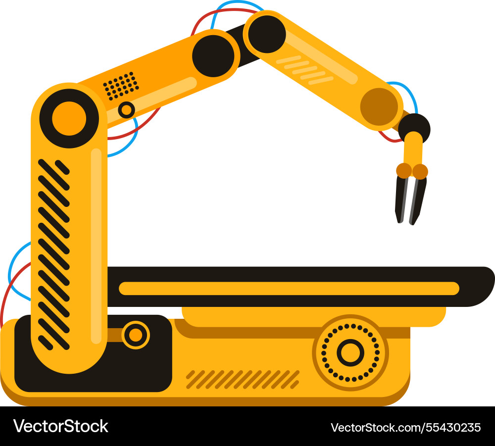 Robotic arm working on assembly line represents Robotic arm working on assembly line represents vector image