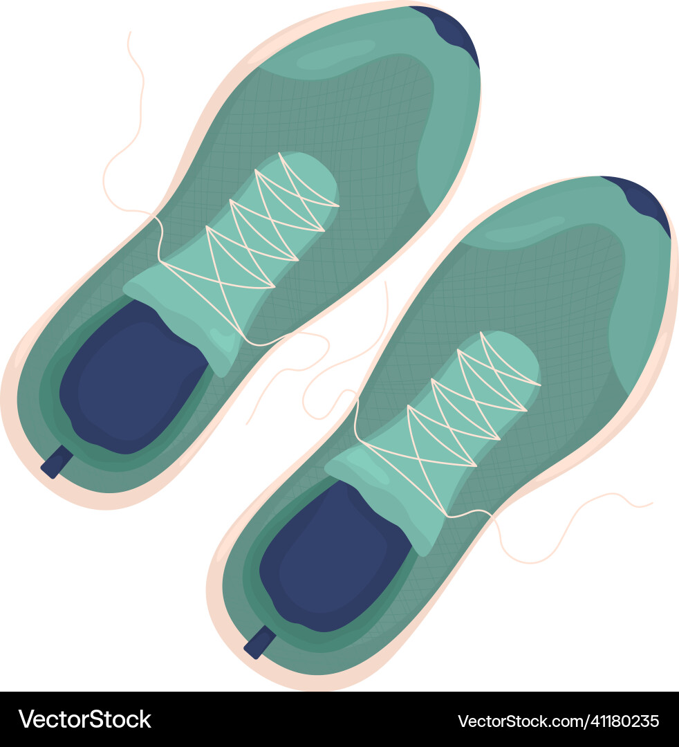 Running shoes semi flat color object Running shoes semi flat color object Vector Image