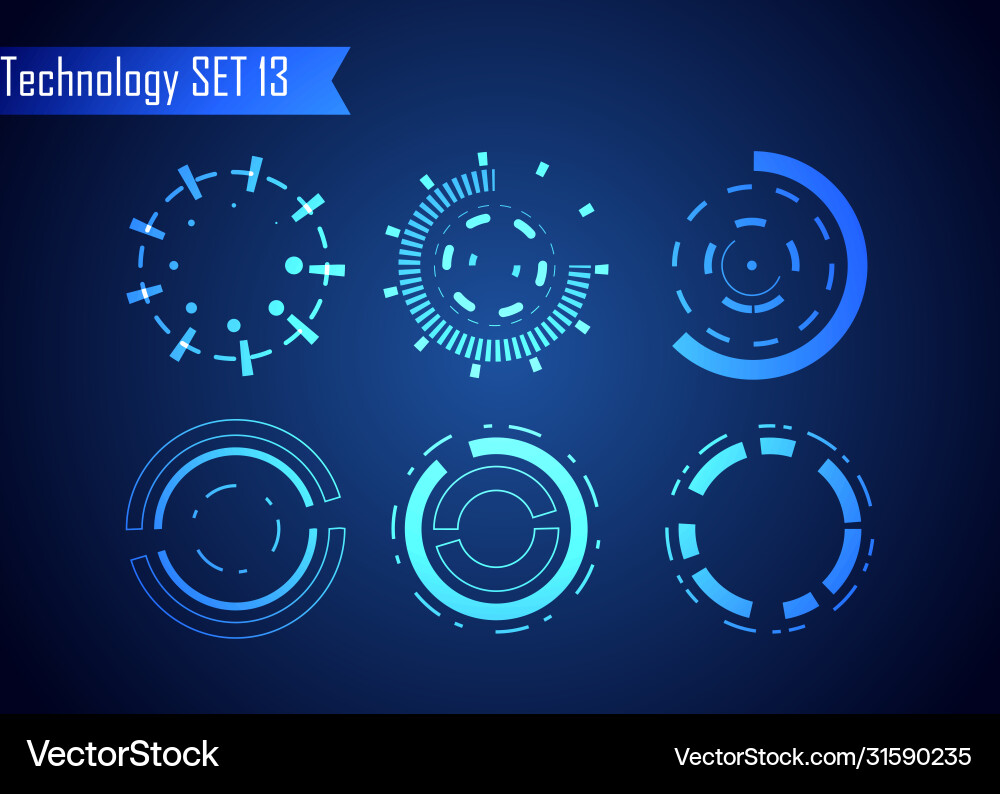 Set circle abstract digital technology ui Set circle abstract digital technology ui vector image