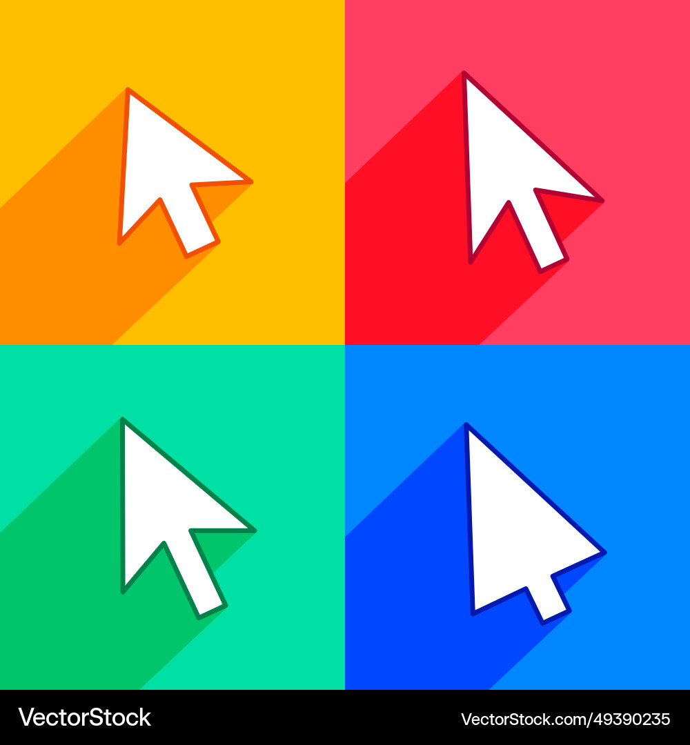 Set of computer arrow symbol in four color Vector Image