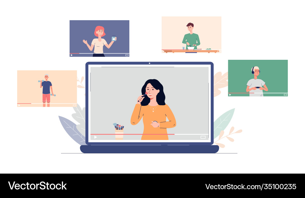 Set online video tutorials for internet a flat Vector Image