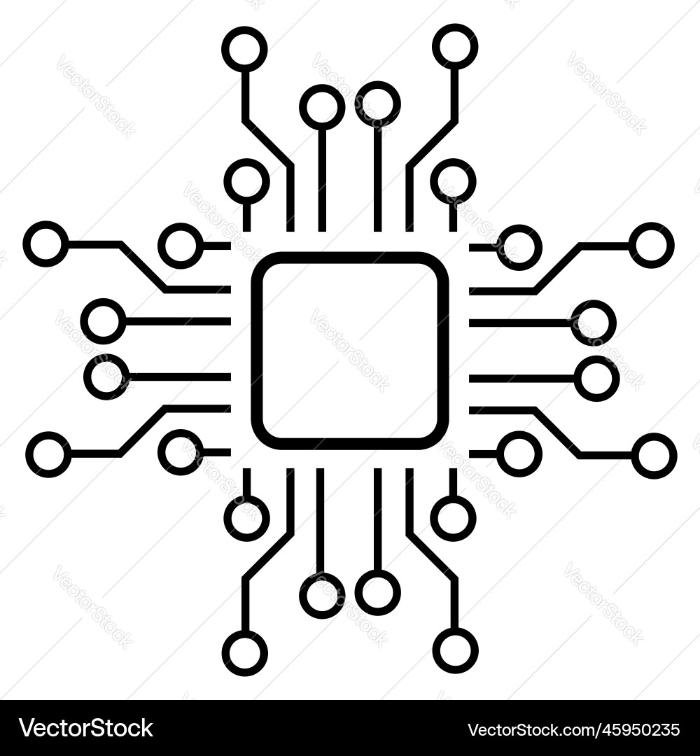 Silhouette of simple schematic chip or component Vector Image