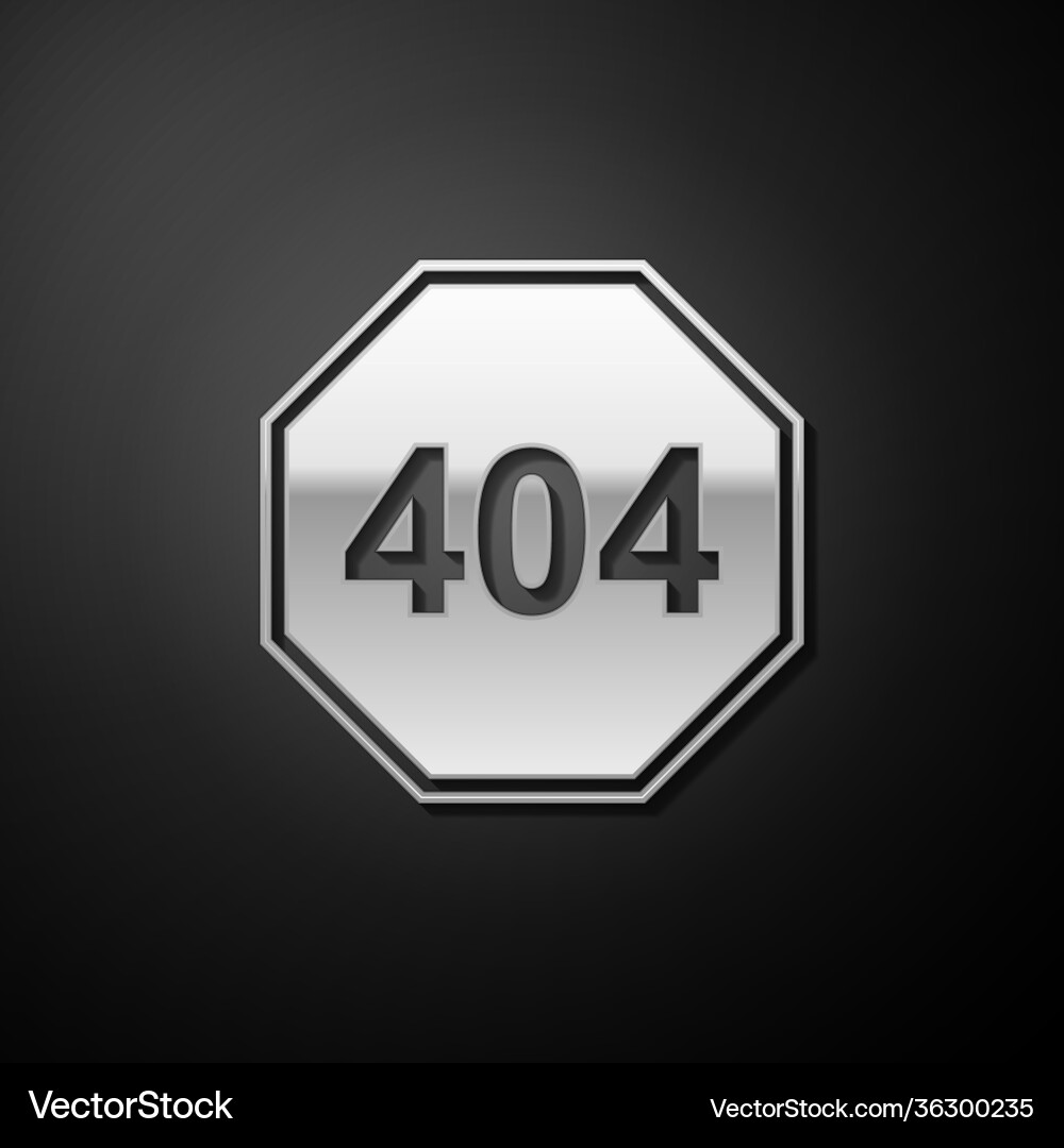 Silver page with a 404 error icon isolated Silver page with a 404 error icon isolated vector image
