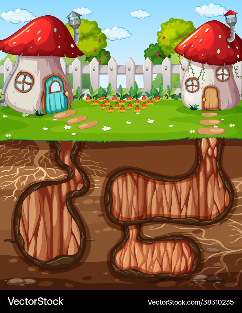 Underground animal hole with ground surface Underground animal hole with ground surface vector image