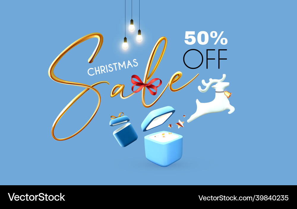 Weihnachtsverkauf 3d Saison bieten Banner mit goldenen Weihnachtsverkauf 3d Saison bieten Banner mit goldenen vektorbild