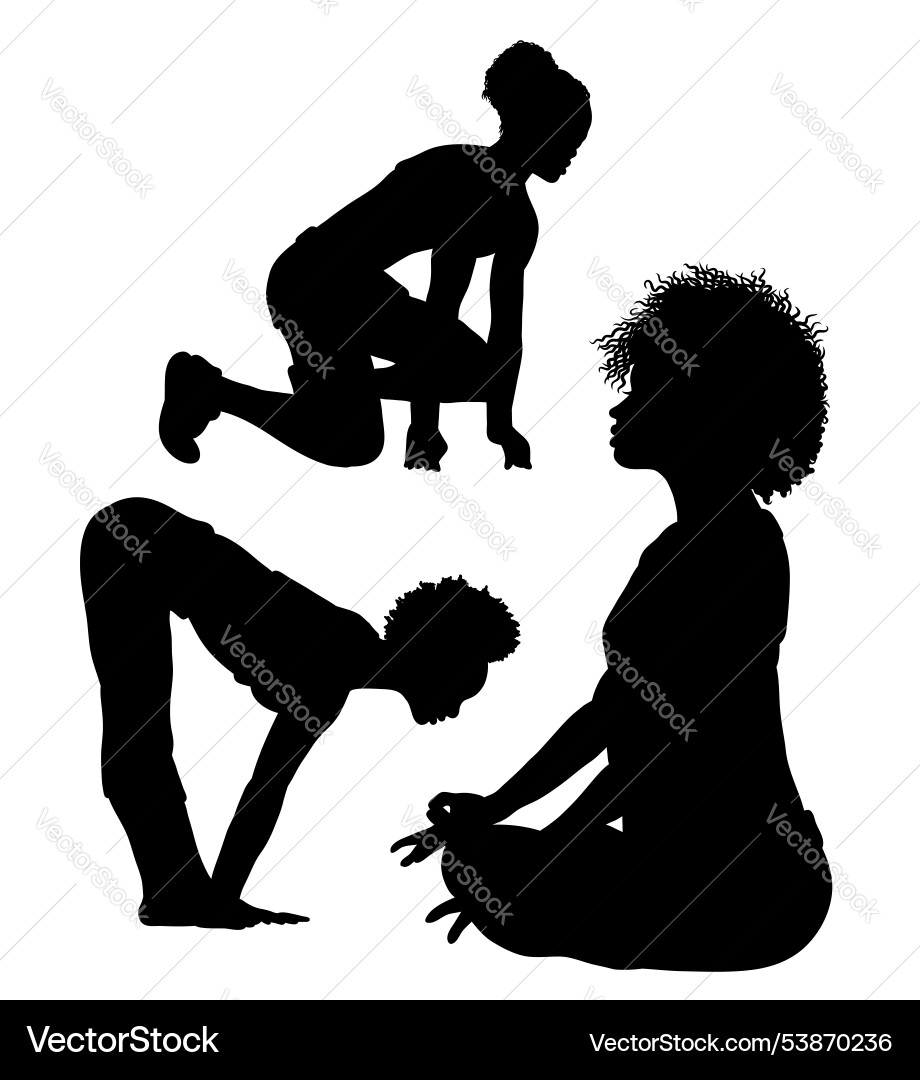 Afro Menschen Yoga Sport Aktivität schwarz Silhouette Afro Menschen Yoga Sport Aktivität schwarz Silhouette vektorbild
