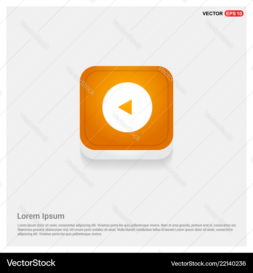 Back icon orange abstract web button Vector Image