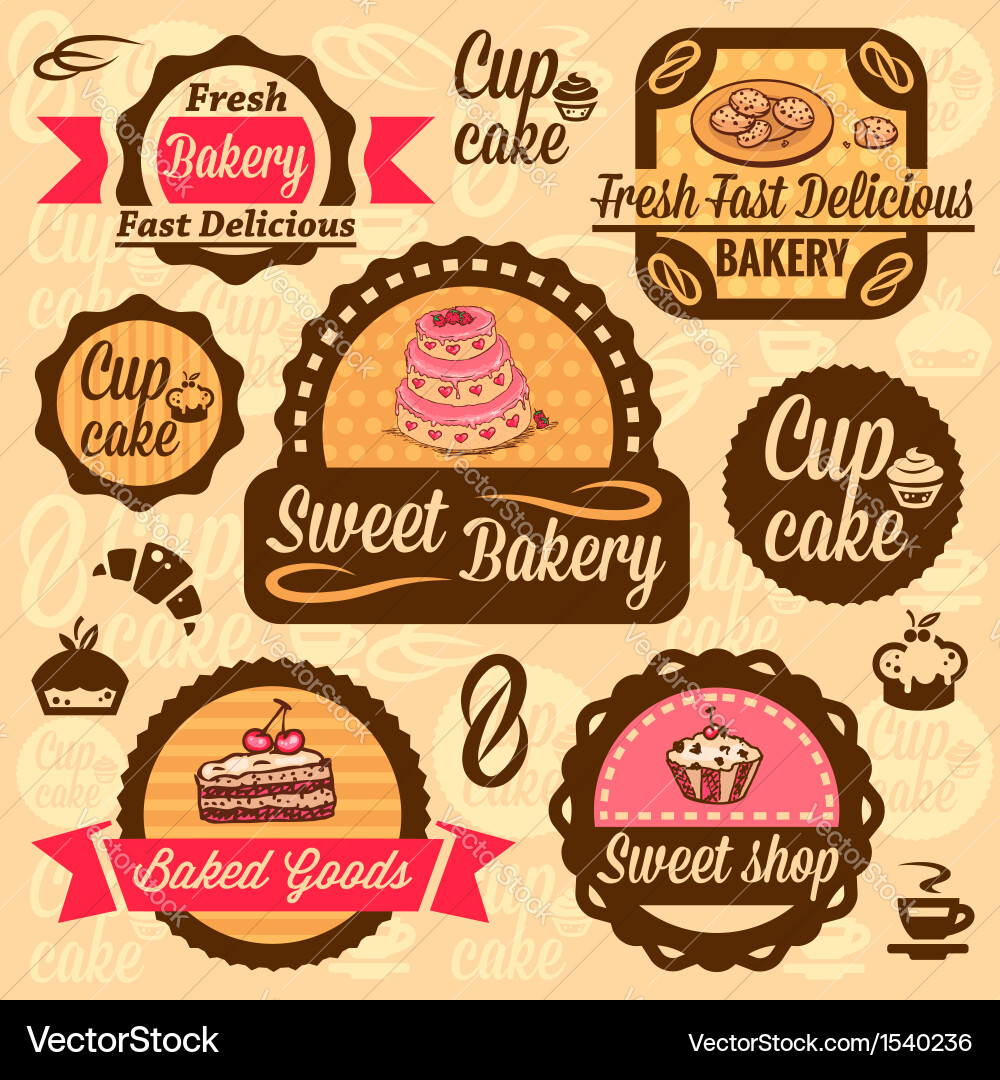 Bakery Labels & Badges Set Royalty Free Vector Image