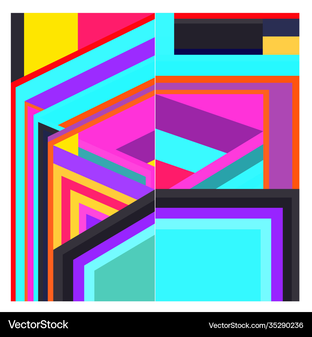 Colorful geometric and curve background pattern vector image