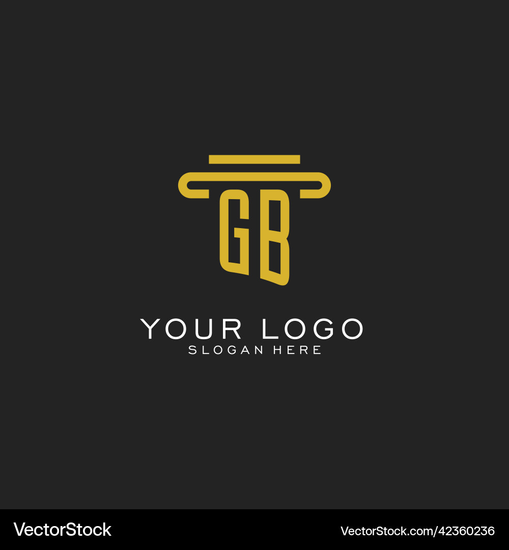 Gb initial logo with simple pillar style design Gb initial logo with simple pillar style design Vector Image