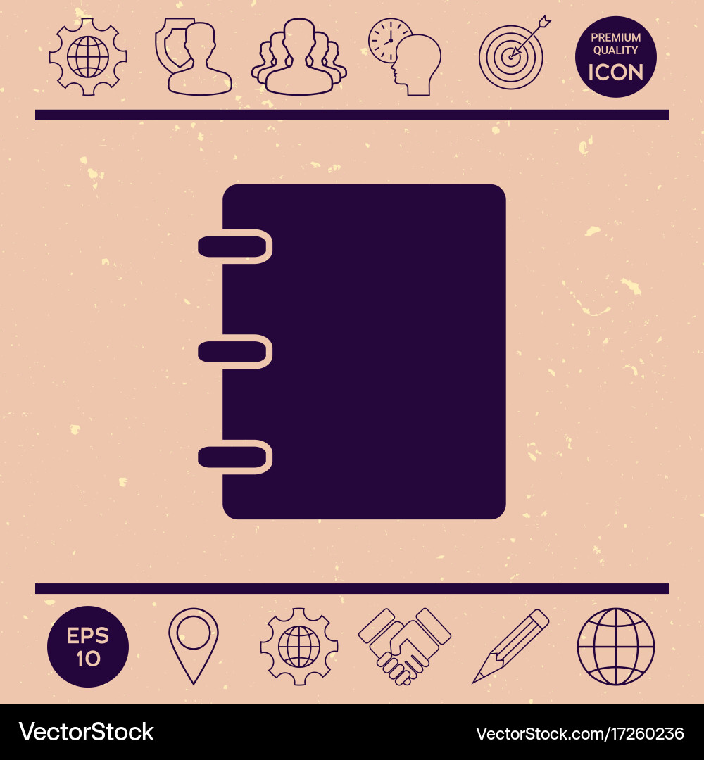 Notebook address phone book icon with blank vector image