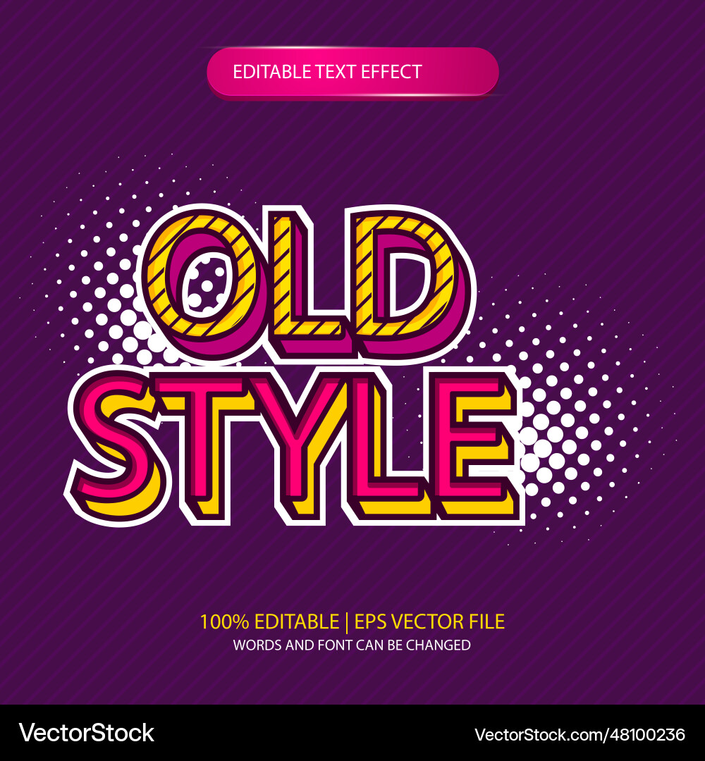 Old style pop art retro editable text effect Old style pop art retro editable text effect Vector Image
