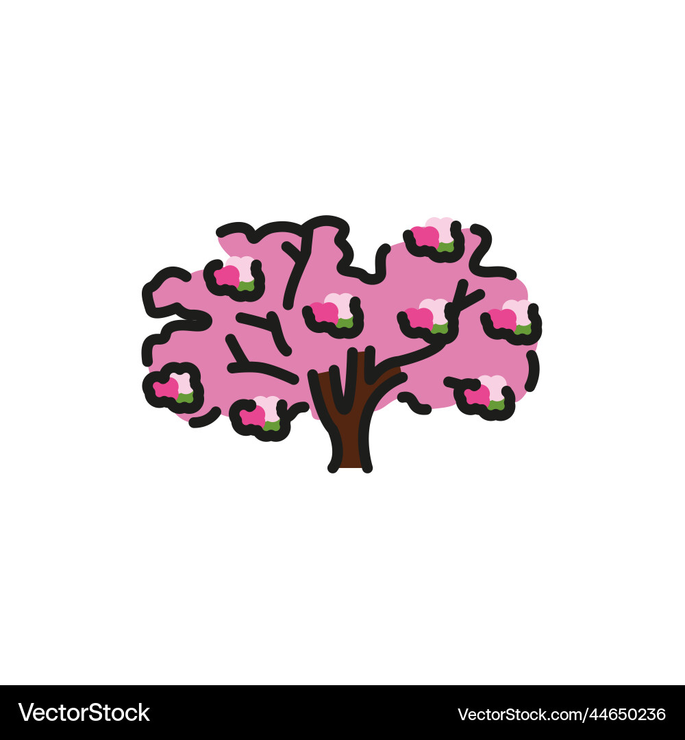 Sakura tree color line icon pictogram for web vector image