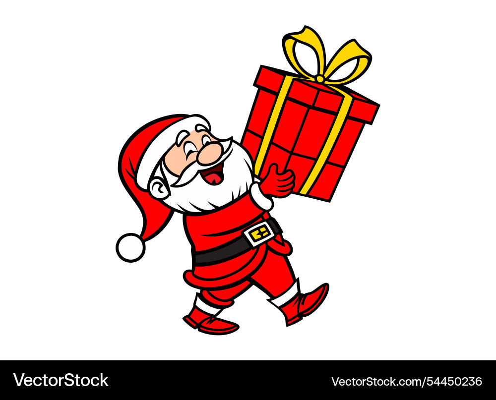 Süße santa claus tragen Geschenkbox Süße santa claus tragen Geschenkbox vektorbild