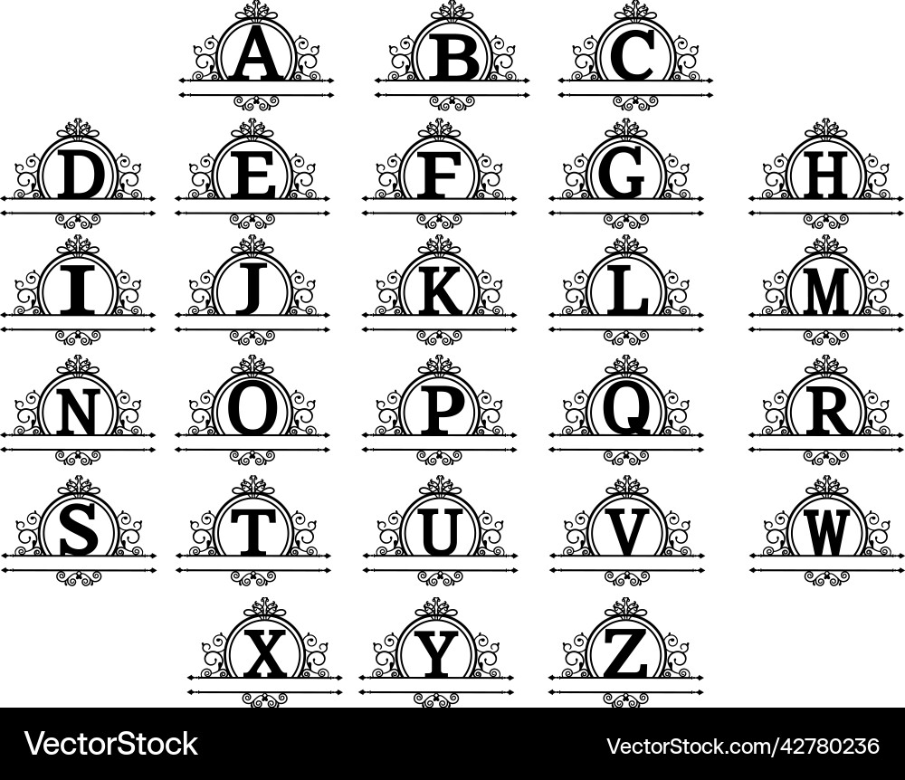 Set of logos with a-z round frame linear style Vector Image