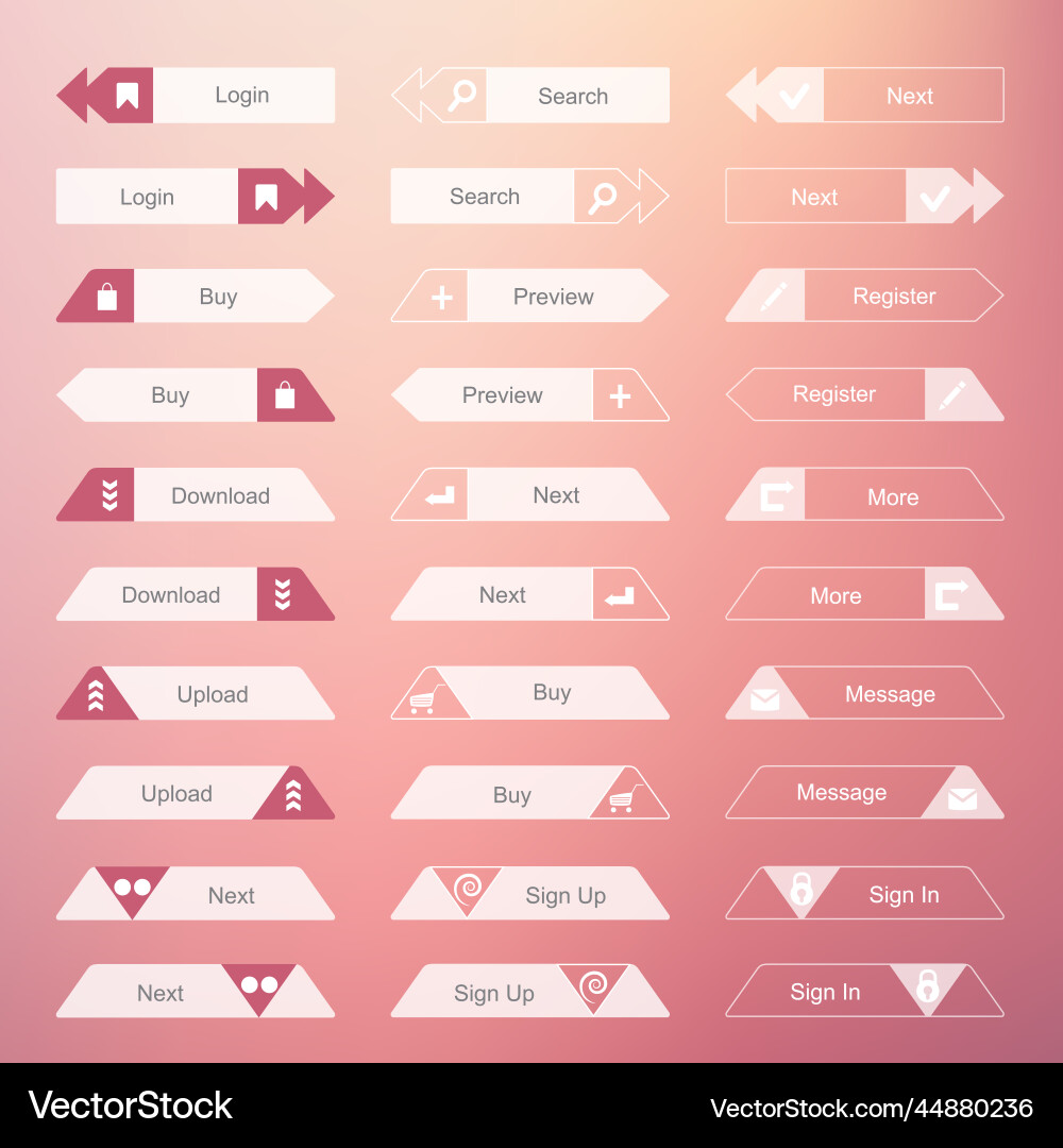 Set of the buttons on stylish background flat web vector image