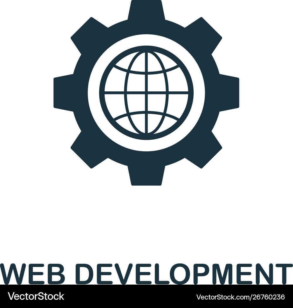 Web Development Icon - Gears & Code vector image