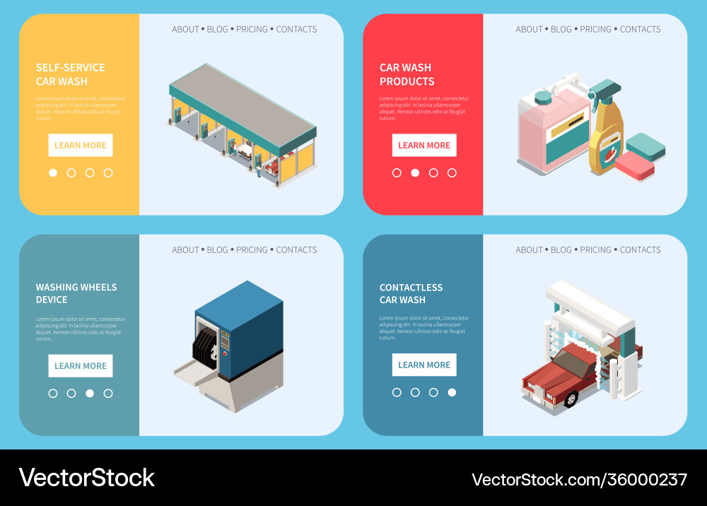 Car wash isometric set vector image