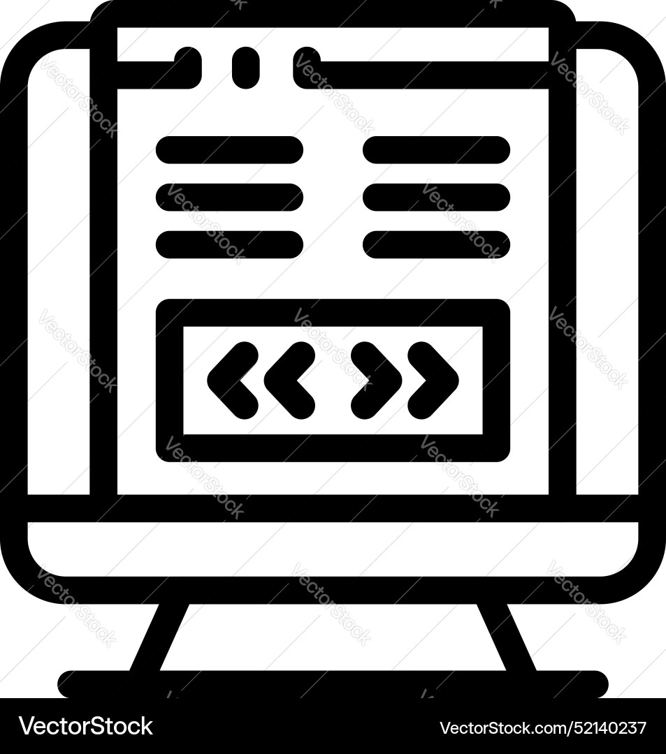 Computer showing website interface with arrows Computer showing website interface with arrows vector image
