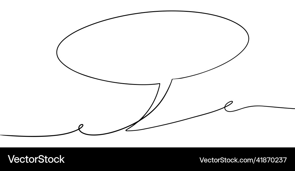 Continuous one line drawing of speech bubble vector image