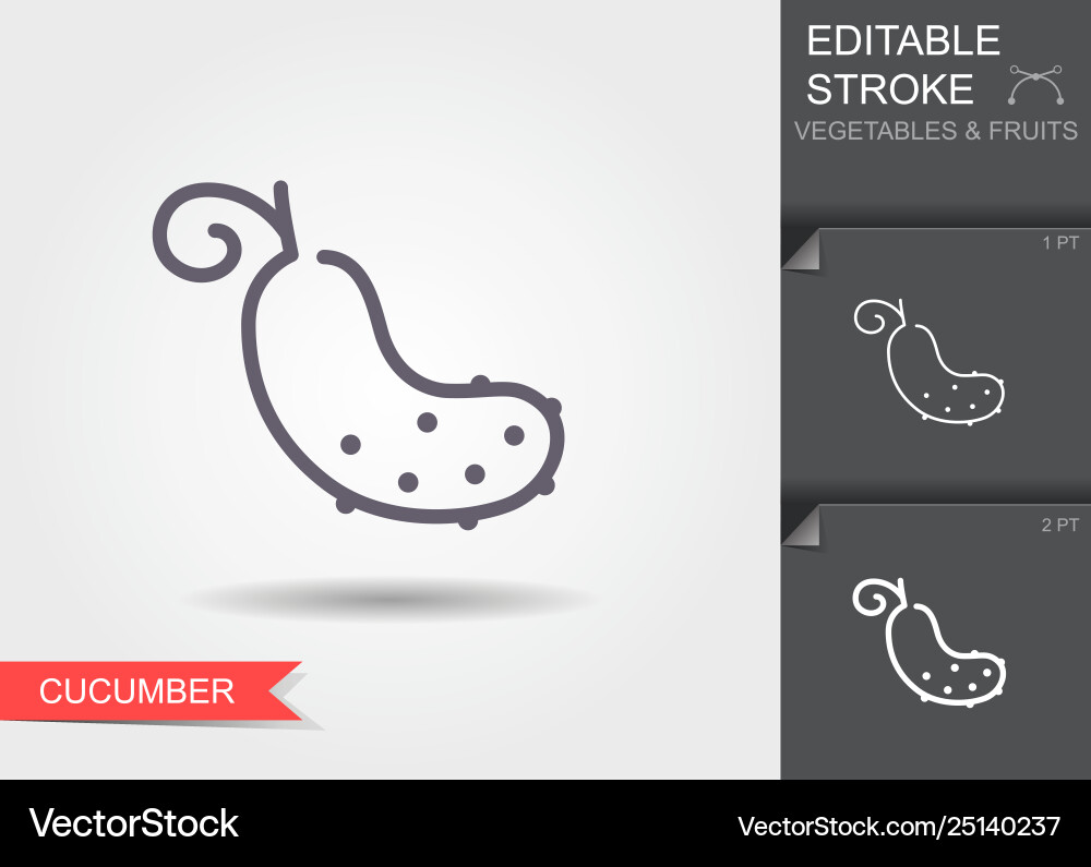 Cucumber Line Icon - Editable Stroke vector image