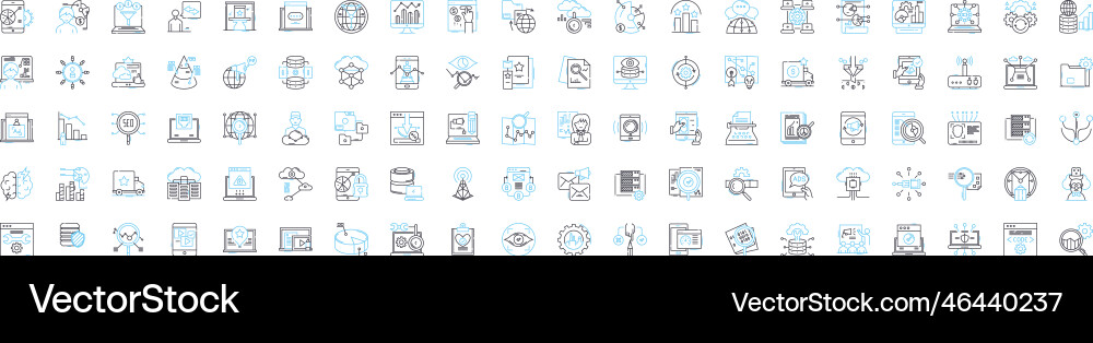 Digital analytics line icons set Digital analytics line icons set vector image